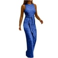 thumbnail image 1 of SELONE Jumpsuits for Women Glitter Sequin Bandage Pants Sparkly Sleeveless Ladies Travel Comfortable 2023 Vacation Womens Jumpers and Rompers Casual Solid Color Zipper Lace Blue M, 1 of 8