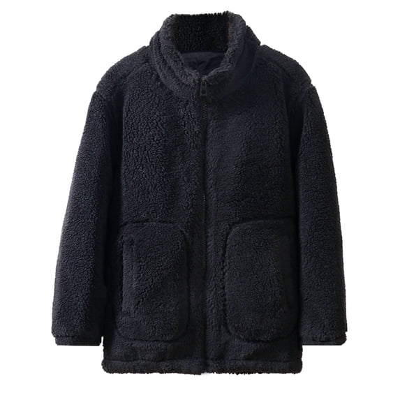 SELONE Kid Fleece Jackets Toddler Boy with Pockets Fleece Windproof Zipper Solid Long Sleeve Fall Winter Coats Black 110