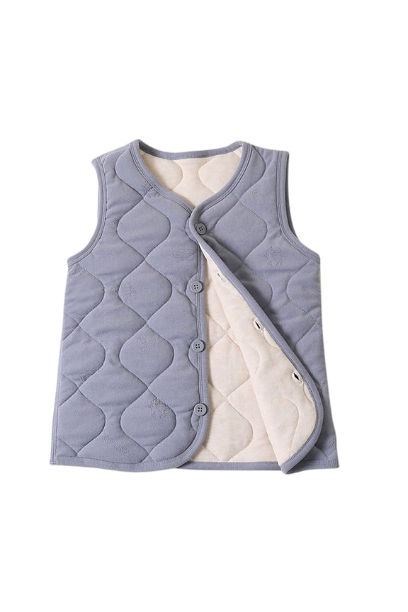 Kids Boy Vest Fleece Button Solid Sleeveless Fall Winter Coats Gray 8 Years