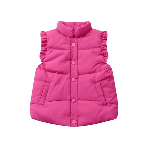 SELONE Kids Boy Vest with Pockets Button Solid Sleeveless Fall Winter Coats Hot Pink 5 Years