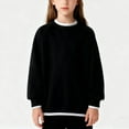 thumbnail image 1 of SELONE Kids Plain Crewneck Sweatshirts Long Sleeve Layering Top Ribbed Hem Oversize Sweatshirt Vacation Coat 4-15Y, 1 of 6