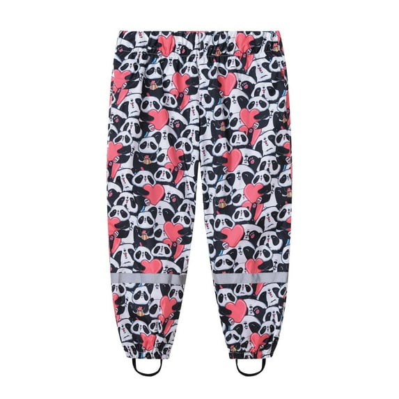 SELONE Kids Rainwear Rain Gear for Kids 2-10T Printed Long Pant Childrens Rain Pants Boys Girls Cartoon Trousers Raincoat Split Pants, Student Outdoor Assault Pants for Rainy Days Black 2-3 Years