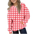thumbnail image 1 of SELONE Kids Sweatshirts Pullover Long Sleeve Crew Neck Sweatshirts Plaid Pockets Pullover Top Fall Winter Clothes 2-12Y, 1 of 6