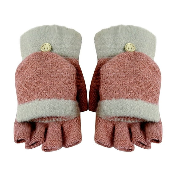 SELONE Knitted Gloves with Open Fingers Soild Half Finger Touchscreen Warm Gloves for Outdoor Cold Weather Watermelon Red