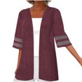 thumbnail image 1 of SELONE Lace Cardigan for Women Half Sleeve Plus Size Regular Open Front Cardigans Without Hoodie Solid Lightweight Beach Vacation Wear Wine L, 1 of 4