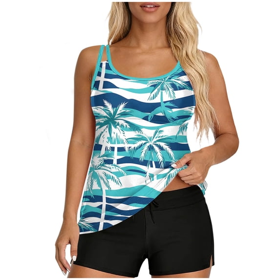 SELONE Ladies Swimsuits for Older Women Two Piece Slimming Tankini Swimwear Bottoms Modest Hawaiian Bathing Suits