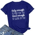 thumbnail image 1 of SELONE Ladies Tops and Blouses Short Sleeve Tops Blouses Regular Fit T Shirts Pullover Tees Tops Graphic Print T-Shirts Crew Neck Tops Casual Blouses Easy Care Soft Breathable Pullover Tops Blue M, 1 of 3