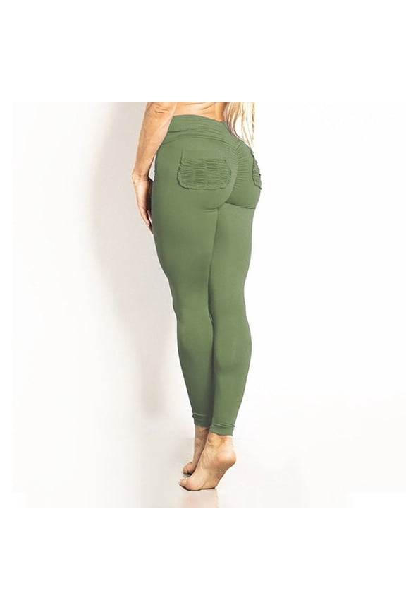 Leggings with Pockets for Women Pull On Yoga Pants Scrunch High Waisted Workout Leggings Skinny Butt Lifting Solid Slim Fit Gym Leggings Running Go Out Casual Fashion Fall Wintern Clothes