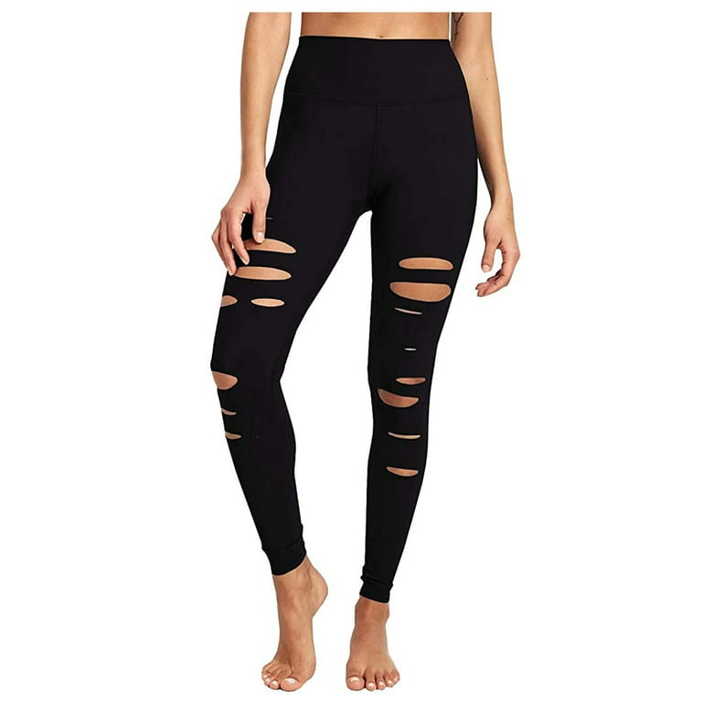 SELONE Leggings for Women Tummy Control Jumpsuits High Waist with Holes  Yogalicious Ripped Utility Dressy Everyday Soft Jeggings Capris Leggings Capri  Jeggings Athletic Leggings for Women 26-Black M 