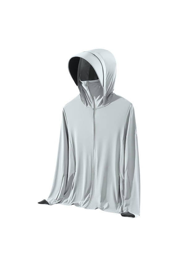 Lightweight Rain Jacket Women Face Mask Zip off Hood Coat Long Sleeve Clothing Summer Outwear with Pockets