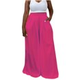 thumbnail image 1 of SELONE Linen Palazzo Pants for Women With Pockets High Waist High Rise Plus Size Wide Leg Casual Long Pant Fashion Pants for Everyday Wear Running Errands Going to Work Casual Event Hot Pink L, 1 of 9