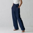 thumbnail image 1 of SELONE Linen Pants Petite Women Plus Size High Waist Cotton Linen Lounge Trousers Ankle Length Baggy Fashion Clothes Navy M, 1 of 5