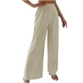 thumbnail image 1 of SELONE Linen Pants for Women Beach Wide Leg Elastic Waist Summer Linen Stretchy Fashion Spring And Versatile Cotton Solid Color Pants for Everyday Wear Running Errands Work Casual Event Beige XXL, 1 of 5