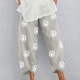 thumbnail image 1 of SELONE Linen Pants for Women High Waist Beach With Pockets Skinny Baggy Elastic Waist Printed Long Pant Buttons Thin Stretch Pants Trousers for Everyday Wear Running Work Casual Gray XL, 1 of 5