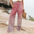 thumbnail image 1 of SELONE Linen Pants for Women High Waist High Waist High Rise Baggy Wide Leg Casual Printed Straight Leg Loose Pants Pants Pants for Everyday Wear Running Errands Work Casual Event Pink M, 1 of 6