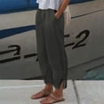 thumbnail image 1 of SELONE Linen Pants Women Summer Gray Plus Size Lounge Pants with Pockets Cotton Linen Elastic Waist Cropped Trouser Loose Beach Pants Drawstring Solid with Buttons Straight 2XL Tall Clothes, 1 of 8