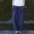 thumbnail image 1 of SELONE Linen Pants for Women High Waist Plus Size With Pockets Baggy Trendy Casual Linen Long Pant Fashion Cotton Solid Loose Pants for Everyday Wear Running Work Casual Event Dark Blue XL, 1 of 9