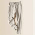thumbnail image 1 of SELONE Linen Pants for Women High Waisted Plus Size Baggy Trendy Casual Linen Long Pant Fashionable Pants, Cropped Pants, Oversized Cotton And Leggings, Loose Pants Everyday Wear Beige XL, 1 of 5