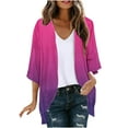 thumbnail image 1 of SELONE Long Cardigans Coat for Women 3/4 Sleeve Regular Open Front Cardigans Without Hoodie Gradient Lightweight Beach Vacation Wear Pink 2XL, 1 of 5