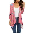 thumbnail image 1 of SELONE Long Cardigans for Women Long Sleeve Plus Size Tunic Open Front Cardigans Without Hoodie Flowers Lightweight Beach Vacation Wear Pink 4XL, 1 of 5