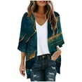 thumbnail image 1 of SELONE Long Cardigans for Women Trendy 3/4 Sleeve Regular Open Front Cardigans Without Hoodie Print Lightweight Beach Vacation Wear Navy XL, 1 of 5
