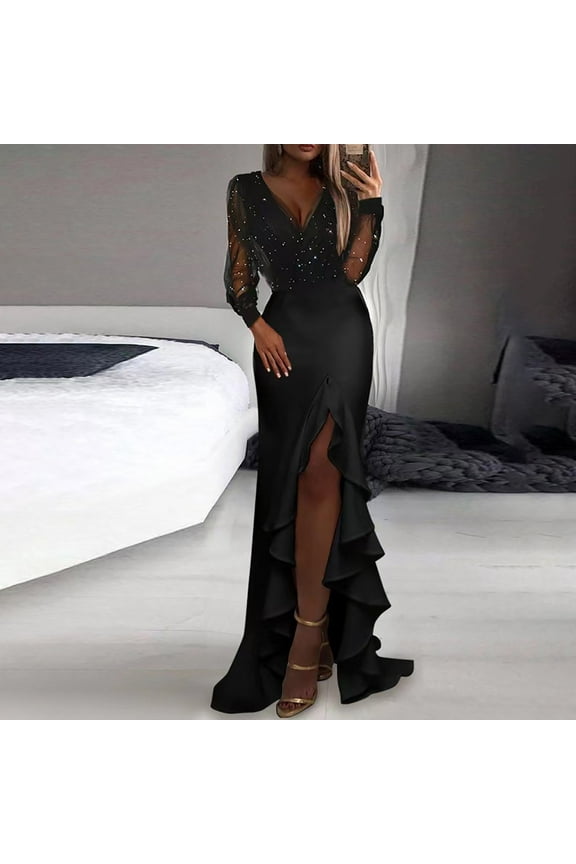 Long Sleeve Formal Dress Formal Gowns Elegant Dresses Cocktail Dresses Maxi Rehearsal Dinner Dress Evening Dresses Sequin Prom Dresses Bodycon Party Dresses Homecoming Dresses Black M