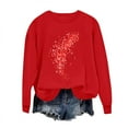 thumbnail image 1 of SELONE Long Sleeve Shirt Women Valentine Heart Print Holiday Pullover Crewneck Tops Loose Sweatshirt Red 2XL, 1 of 6
