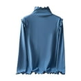thumbnail image 1 of SELONE Long Sleeve Undershirt for Women Thermal Dralon T-Shirt Crewneck Pullover Soild Tight Warm Home Clothes Blue, 1 of 4