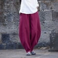 thumbnail image 1 of SELONE Lounge Pants with Pockets Mid Waist Plus Size Lounge Pants Cotton Linen Cropped Trousers Loose Casual Long Trendy Pants Pull on Solid Lightweight Comfy Wine XL Tall Breathable Summer Clothes, 1 of 6