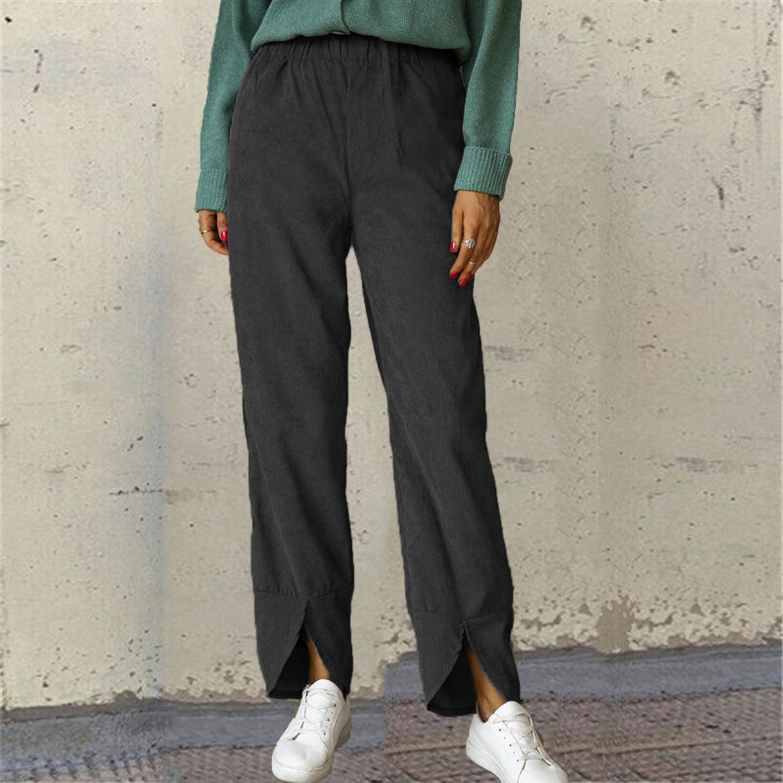SELONE Lounge Pants Women Pull On Work Pants Loose Baggy Mid Waisted Lounge Pants with Pockets