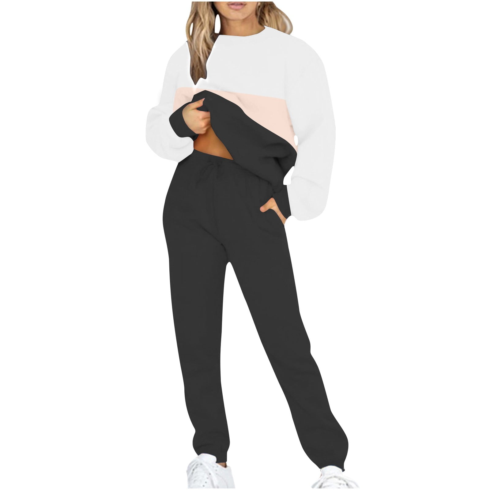 Fall winter Women tracksuits long sleeve outfits striped jacket+split pants  two 2 Piece Set Plus size S-2XL Casual black sweatsuits outdoor jogger
