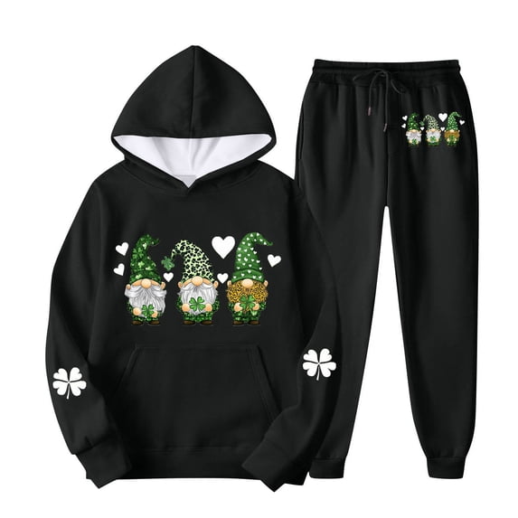 SELONE Matching Sets Womens Jogging Set 2 Piece Floral Hooded Sweatshirts Cropped Pants with Pockets Casual Outfits