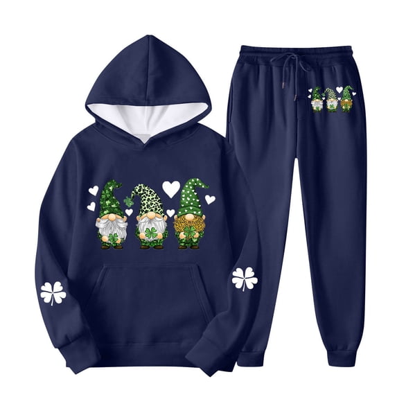 SELONE Matching Sets Womens Jogging Set 2 Piece Floral Hooded Sweatshirts Cropped Pants with Pockets Casual Outfits