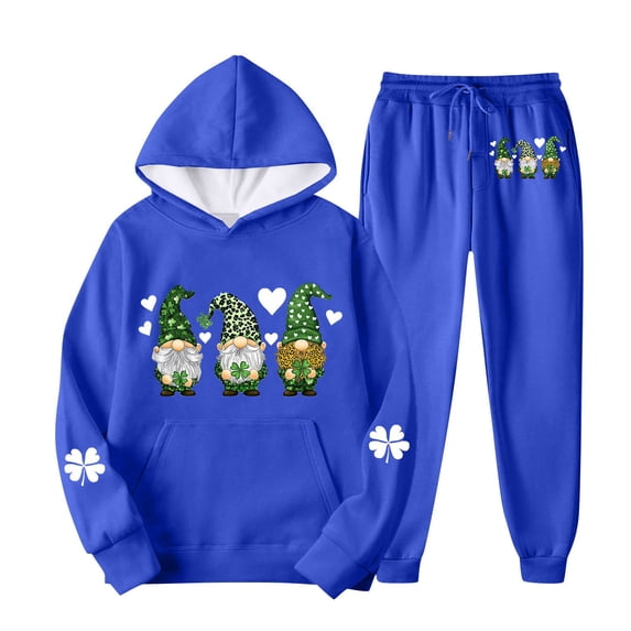 SELONE Matching Sets Womens Jogging Set 2 Piece Floral Hooded Sweatshirts Cropped Pants with Pockets Casual Outfits