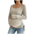 thumbnail image 1 of SELONE Maternity Casual Tops for Women Ribbed Stretchy Shirts Crewneck Long Sleeve Curved Hem Pullover Soild Clothes, 1 of 6