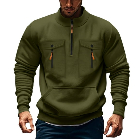 SELONE Men Sweatshirts Pullover Loose Crew Neck Long Sleeved Lightweight Casual Clothes Soild
