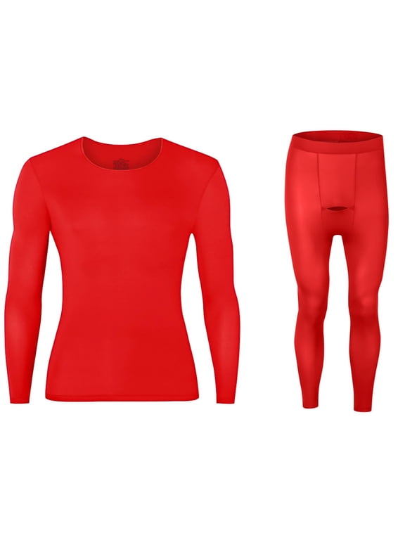 Men Thermal Underwear Set Tight Crewneck Long Sleeve Tops Soild Elastic Bottom Home Clothes