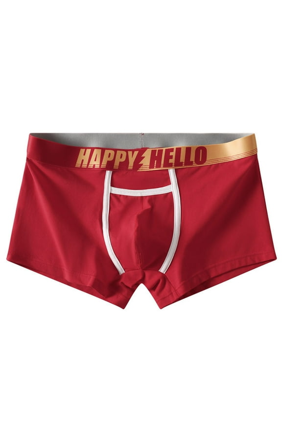 Men's Boxer Briefs Short Trunks Pouch Bikini Boxers Stretchy Elastic Waistband Everyday Underwear Red M