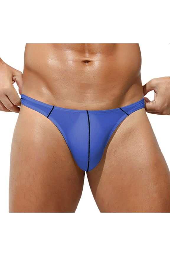 Men's Briefs Bikini Low Waist Casual Underwear Elastic Waistband Pouch Daily Wear Blue M