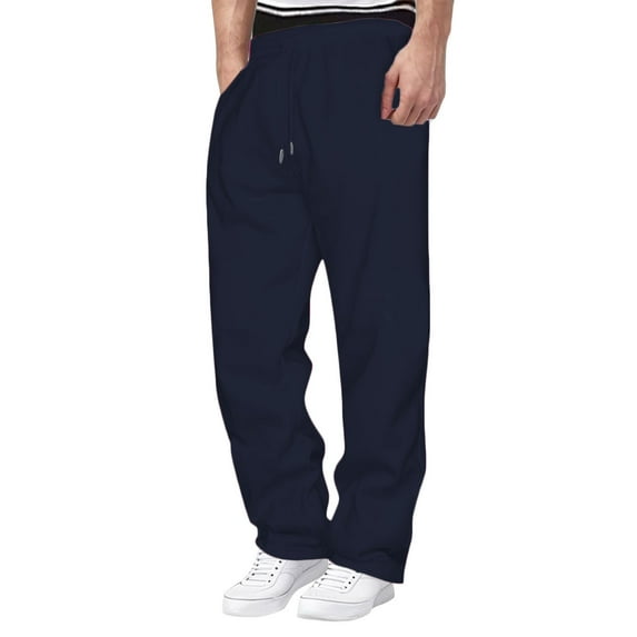 SELONE Men's Cargo Pants Hiking Elastic Waist Sweatpants with Pockets Soild Drawstring Long Trousers Casual Outwear