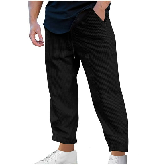 SELONE Men's Cargo Pants Hiking Elastic Waist Sweatpants with Pockets Soild Trousers Winter Casual Outfits for Sports