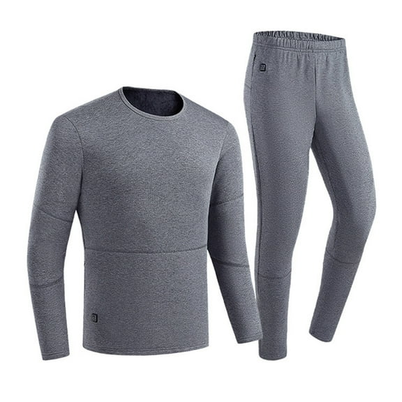 SELONE Men's Heated Thermal Underwear Set 3 Level 28 Heating Zones Crewneck Long Sleeve Tops Elastic Waist Bottom