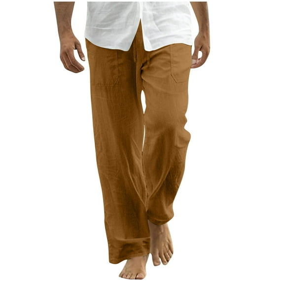 SELONE Men's Leisure pants Solid with Pockets Straight Beach Fashion Drawstring Length Sweatpants