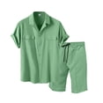 thumbnail image 1 of SELONE Men's Summer 2 Piece Set Sweatsuits Short Sleeve Button Down Shirts and Drawstring Short Sports Wear with Pockets, 1 of 4