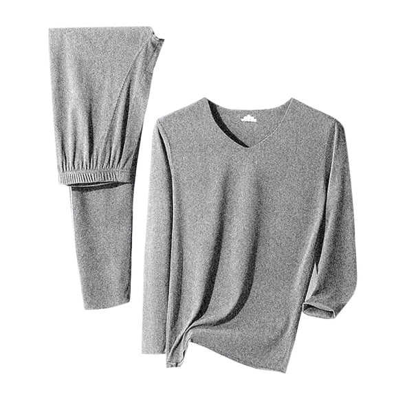 SELONE Men's Thermal Underwear Set Seamless Tight Crewneck Long Sleeve Tops Fleece Elastic Bottom Pajama Sets