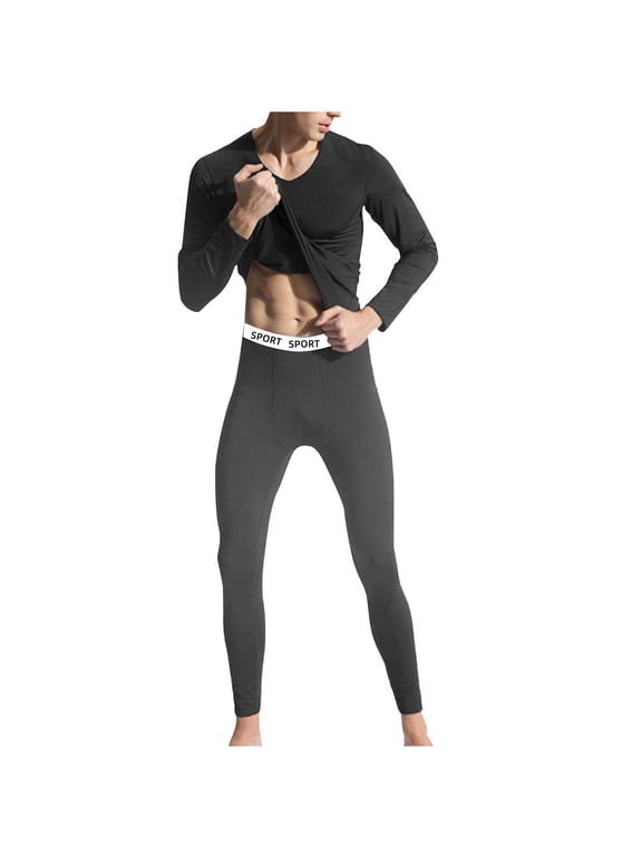 Men's Thermal Underwear Set Seamless Tight Crewneck Long Sleeve Tops Soild Winter Bottom Home Clothes