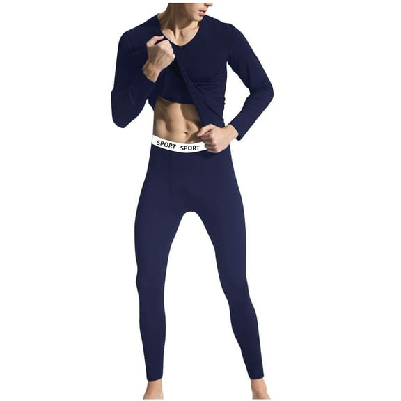 SELONE Men's Thermal Underwear Set Seamless Tight Crewneck Long Sleeve Tops Soild Winter Bottom Home Clothes