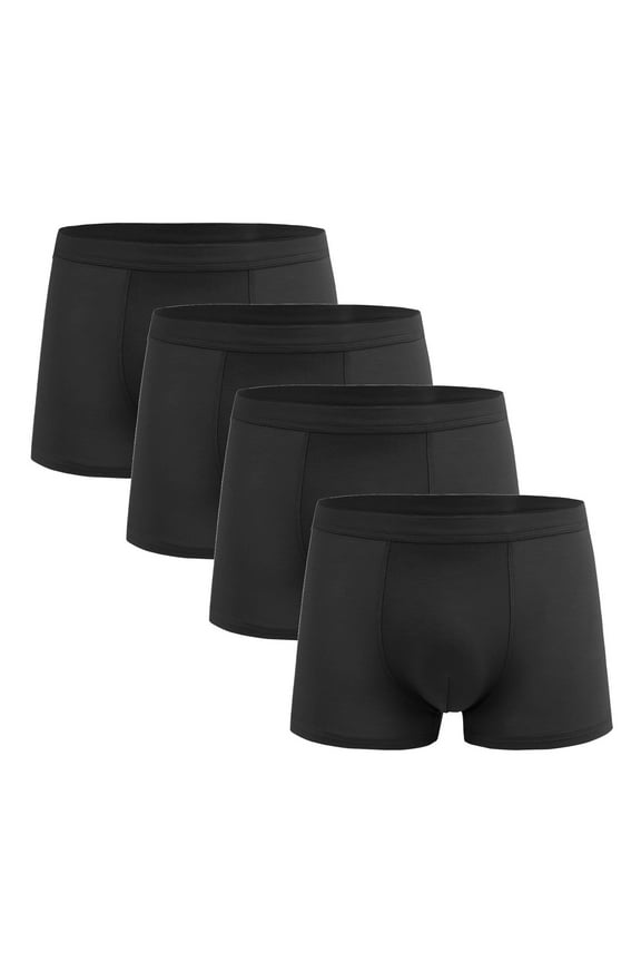 Mens Boxer Briefs Underwear 4 Pack Short Trunks Pouch Plus Size Bikini Boxers Daily Wear Black 4XL