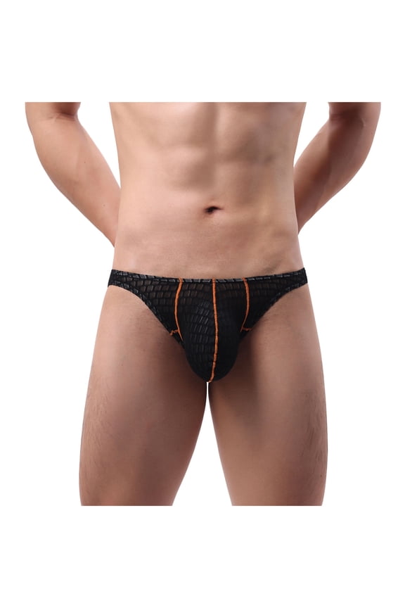 Mens G-String Underwear Briefs Breathable Trunks Elastic Waistband Pouch Bikini Wear Black 2XL