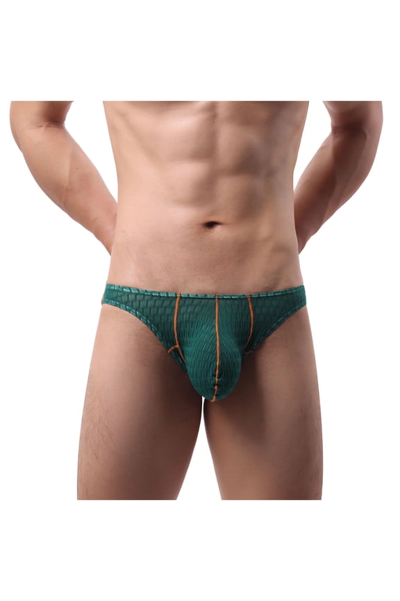 Mens G-String Underwear Briefs Breathable Trunks Elastic Waistband Pouch Bikini Wear Green M